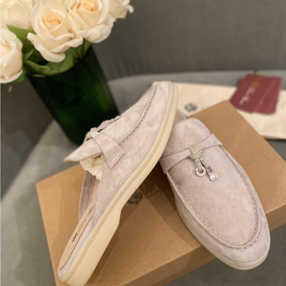 Loro Piana Summer Charms Walk women's suede casual flats